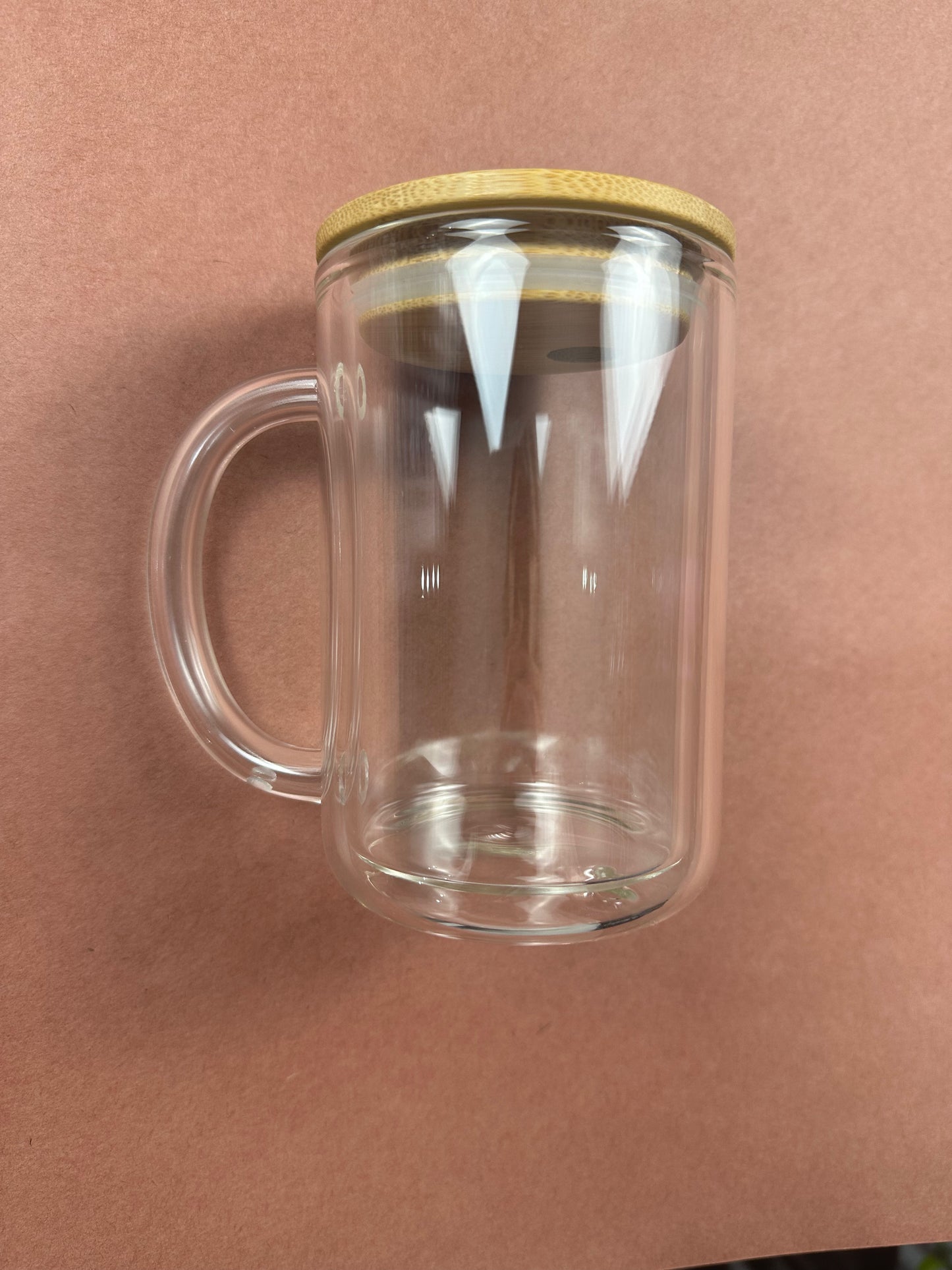 15 oz GLASS coffee mug snow globe tumbler