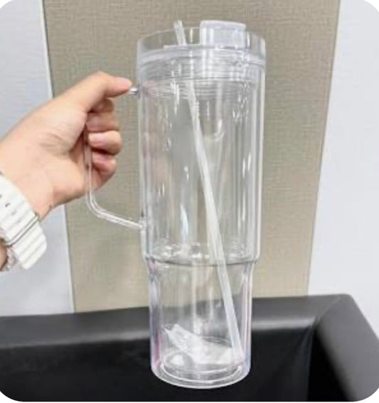 40 oz snow globe tumbler w/handle
