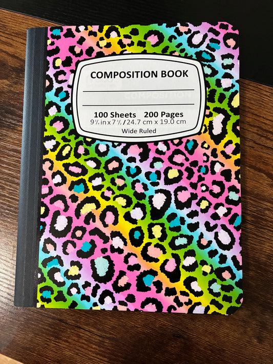 Composition book - rainbow leopard