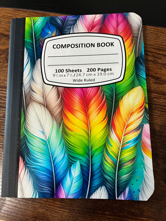 Composition book - feathers