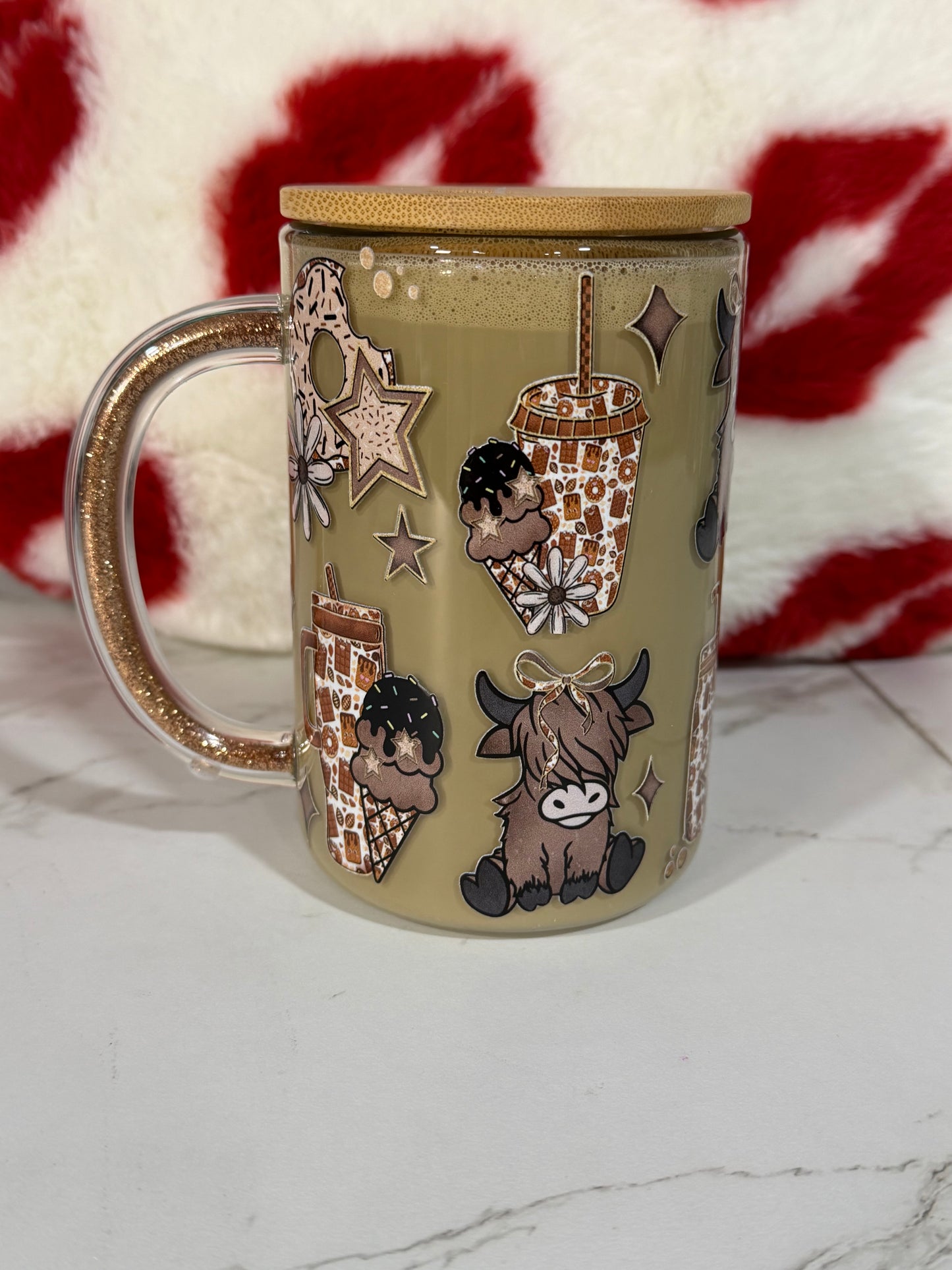 15 oz GLASS coffee snowglobe READY TO SHIP